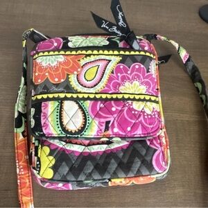 Vera Bradley Floral Paisley Quilted Crossbody in Pink, Orange & Yellow